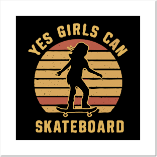 Yes Girls Can Skateboard. Skateboarding Posters and Art